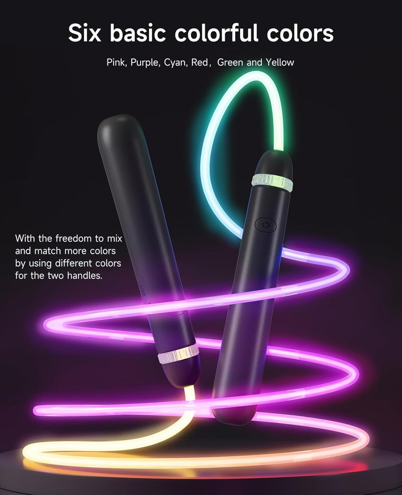ACHDOFITS LED Light Up Jump Rope for Kids and Adult, Adjustable Glowing Skipping Rope for Boys and Girls, Colorful Luminous Jumping Rope for Fitness and Workout - Image 2
